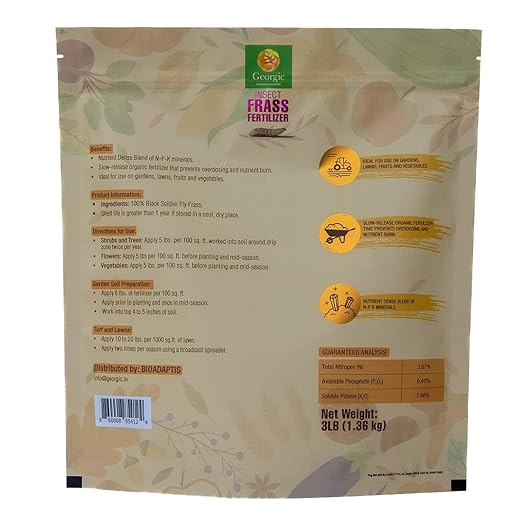 Insect Frass Fertilizer for Soil Amendment, All-Purpose Organic House Plant Food and Fertilizer- Pack of 3