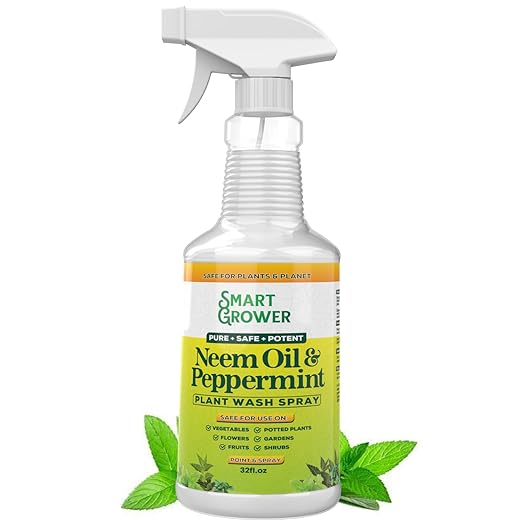 Neem Oil Spray for Plants with Peppermint Oil, Natural Plant Wash Made for Indoor and Outdoor Plants Smart Grower 32oz Easy Ready to Use Spray