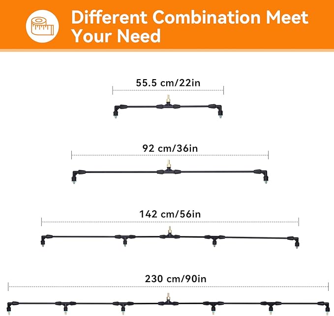 6-Nozzle Poly Boom Wand with 3/8" Brass Fitting, 7.5 Ft. ATV sprayer Boom, Wide-Coverage Agricultural & Lawn Spray Attachment for Tractors/UTVs (Fiberglass Wand)