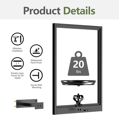 VEILS Wall Planters for Indoor Plants, 3D Floating Wall Mounted Shelf for Home Decor, Black Frame Plant Holder Stand, Modern Housewarming Gift Set for Living Room, Bedroom, Bathroom, Office, 1PC