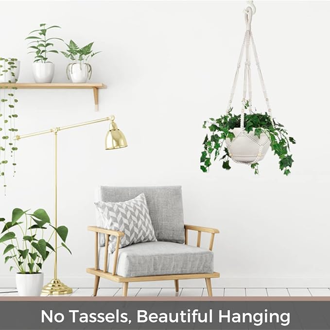 2 Pack 43 Inches Macrame Planter Hanger Large for 12 inch Pot + Swag Hook (Extra Long & Big) | Large Hanging Planter for Indoor Plants | No Tassel, Cotton Rope, No Pot/Plant Included (XL)