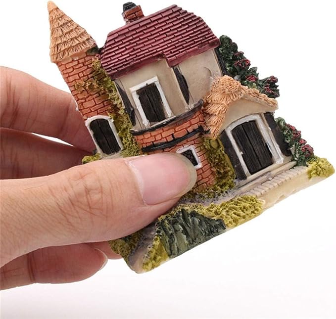 4PCS Miniature House Fairy Gardening Micro Landscape Village Stone House Bonsai Terrarium Crafts Ornaments Accessories Home Decoration Resin
