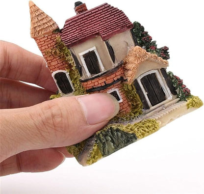 4PCS Miniature House Fairy Gardening Micro Landscape Village Stone House Bonsai Terrarium Crafts Ornaments Accessories Home Decoration Resin