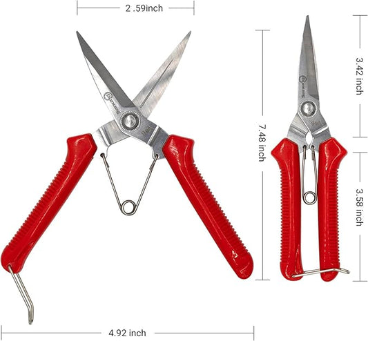 Sanung 910 2 PACK Garden Pruning Shears Multipurpose Flower Stems Branch Fruit Picking Shears Scissors Gardening Hand Pruners with Straight Steel Blades Safety Lock
