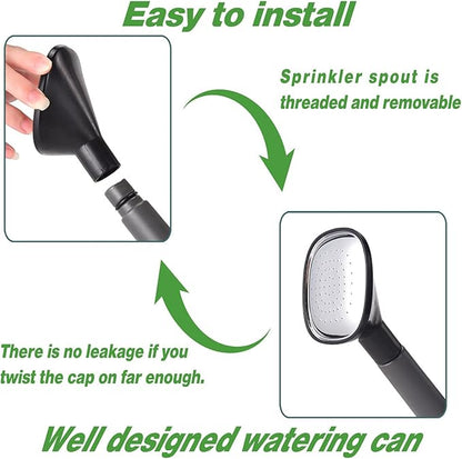 Watering Can 1 Gallon for Garden, Indoor Plants, Outdoor Plant House Flower, Large Long Spout with Sprinkler Head (Grey)