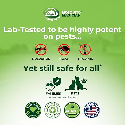 Mosquito Magician Handheld Battery Operated Mosquito Sprayer - User-Friendly - Ideal for Yards, Lawns, Patios - with 2 Gallon Ready to Use Liquid Spray Solution - Kills Mosquitoes, Fleas, Fire Ants