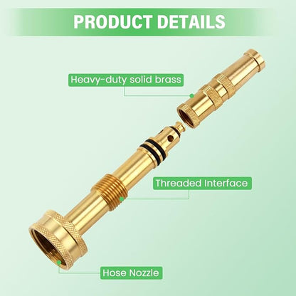 Garden Hose Nozzle with Adjustable Twist, High Pressure Hose Nozzle with Solid Brass, Jet Sweeper Nozzle Water Hose Sprayer Nozzle for Garden