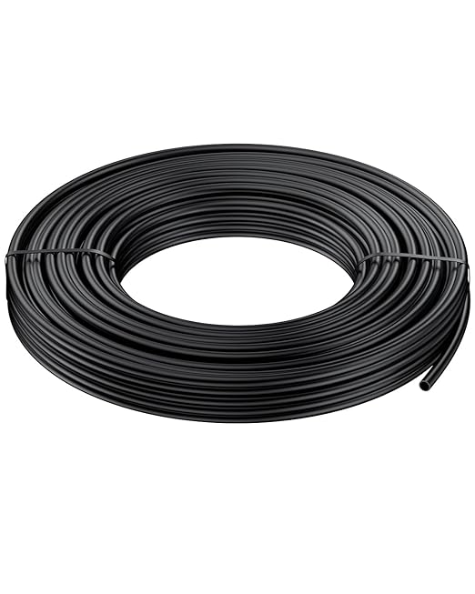 Pawfly 25 ft. 1/4" Drip Irrigation Tubing, Blank PE Distribution Tubing for Drip Irrigation System, Black Polyethylene Drip Line, Drip Irrigation Hose Roll for Garden Watering