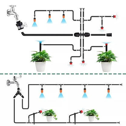302PCS Drip Irrigation System for Garden: Automatic Drip Irrigation Kit Plant Watering System with 5 Kinds of Sprayers for Greenhouse Yard