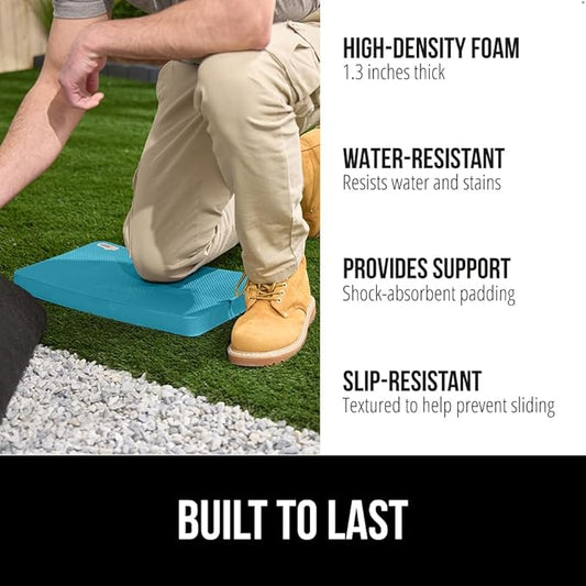 GORILLA GRIP Extra Thick Patent Pending Soft Foam Kneeling Pad, Supportive Large Cushion Knee Pads for Gardening, Baby Bath, Dirt and Water Resistant, Workout and Garden Supplies, 17.5x11, Turquoise