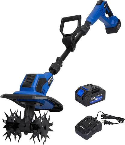 BILT HARD 20V Cordless Tiller Cultivator, 8-inch Wide Battery Powered Garden Cultivator, 300RPM Electric Tiller for Lawn, Gardening, Soil Cultivation (4.0AH Battery and Charger Included)