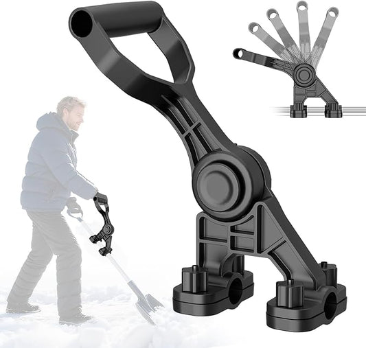 Universal Extension Shovel Handle, 5-Angle Adjustable Back Saver Attachment, ABS-GF Secondary Handle for Snow Shovel/Weedeater/String Trimmer/Rake & More Gardening Yard Tools Gifts for Men