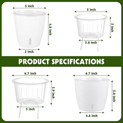 8-Pack 5 Inch Self Watering Pots, Indoor Planter with Indicator, Transparent Wick Pot for Orchids, Small African Violet Pot, for Plants