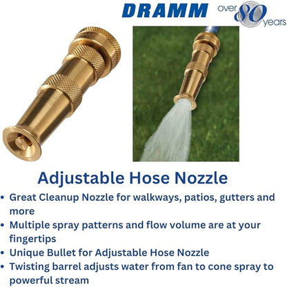 Dramm 12380 Heavy-Duty Brass Adjustable Hose Nozzle
