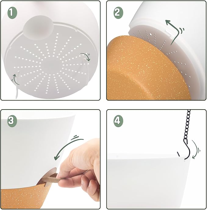 ZMTECH 12 Inch Hanging Planters for Indoor Plants, 3 Pack Self Watering Hanging Planter with Visual Reservoir, Hanging Pots for Plants Outdoor with Drainage Hole and Plant Hanger(3 Pack, White)