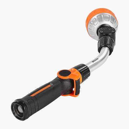 VEVOR Watering Wand, 15-Inch Robust Yard Hose Stick with 8 Spraying Modes & 180° Pivoting Head, Extended Hose Spray Apparatus with Thumb Operated On/Off
