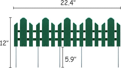 Sunnyglade 12 Pack Garden Edging Decorative Border Recycled Plastic Landscape Garden Fence Flexible No-Dig Spikes,Dark Green