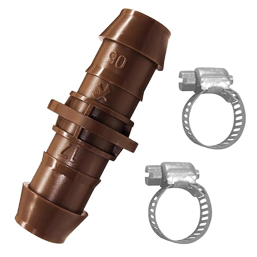 LECTO Universal 5/8", 1/2", .700" Drip Line Repair & Extension Kit – Plastic Coupler with 2 Stainless Steel Hose Clamps