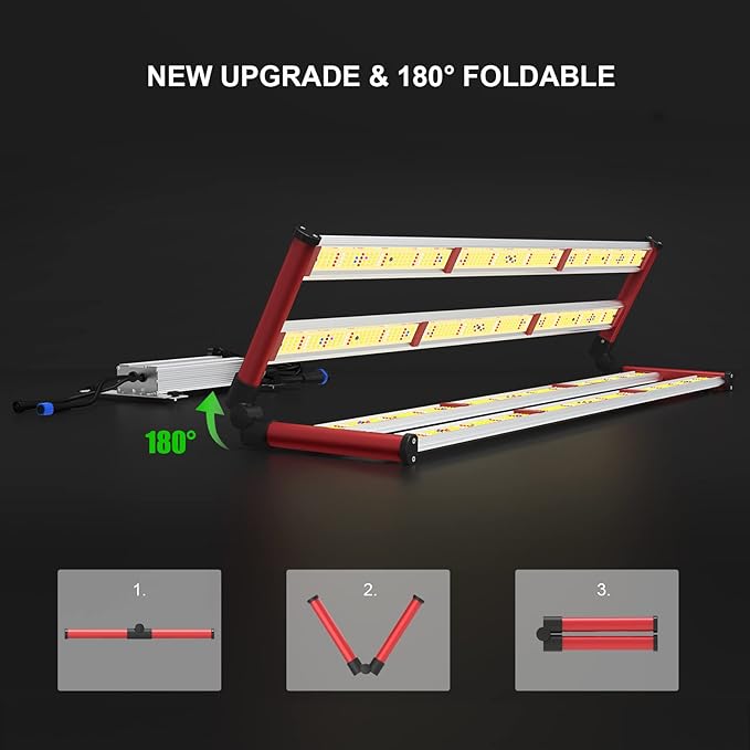 AGLEX 420W Full Spectrum LED Grow Light with UV & IR, 1360 LEDs, Dimmable Daisy Chain, High PPFD Bar Style, 4x5 ft Coverage, Foldable for Indoor Plant Growing, Commercial Seeding Veg Flower - M400