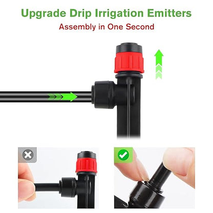 Kalolary Drip Irrigation Emitters, 50PCS Adjustable 360 Degree Water Flow Drippers Emitters for 1/4" Drip Irrigation System Tubing, Garden Irrigation Drippers for House Garden Flower beds(Red)