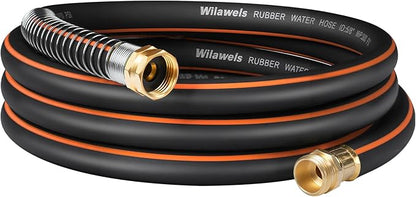15FT x 5/8" Rubber Garden Hose, Heavy Duty Garden Hose, 300 PSI Working, 1000 PSI Burst, Swivel Handle with Stainless Steel Ring, 5-Layer Braided, All-Weather Outdoor Use, BG15GH06