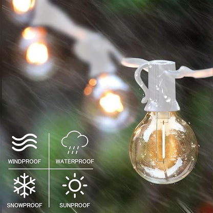 SUNTHIN White String Lights, 97FT White Outdoor Lights with 49 G40 Shatterproof LED Bulbs(1 Spare), Waterproof Conectable Hanging Outside Lights for Yard, Porch, Deck, Garden, Pergola