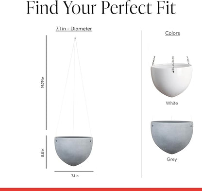 SCHEURICH Dark Stone Ceramic Hanging Pot – 7.1" Indoor Planter with Metal Chains - Waterproof & UV-Resistant - Stylish Modern Hanging Basket for Plants, Ferns & Succulents - Made in Germany - 0.4 gl