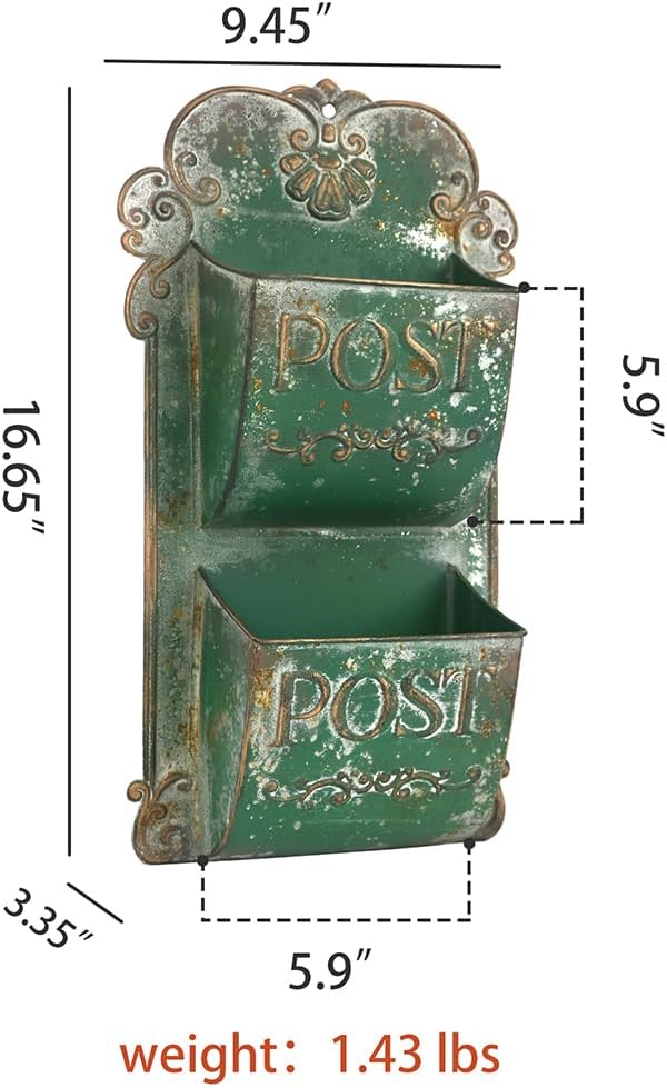 All Chic Wall Hanging Planter Outdoor Wall Planters Metal Wall Planter Flower Pot Double Layer Wall Planters for Indoor Ourtdoor Plants Porch Decor (Green)