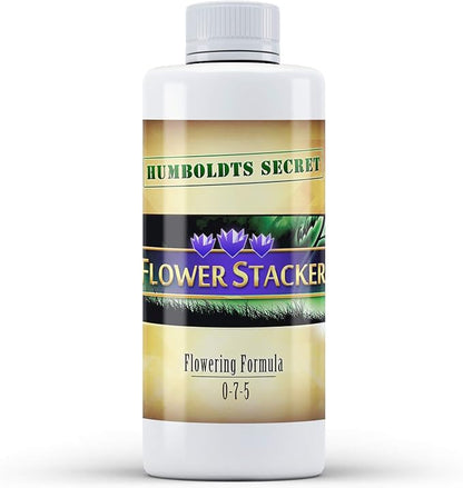 Humboldts Secret Flower Stacker | 0-7-5 Bloom Booster with Vitamin B1 | High Phosphorus Potassium Flowering Nutrients | Potting Soil Hydroponics Coco | Indoor & Outdoor Plants | 8 Ounce