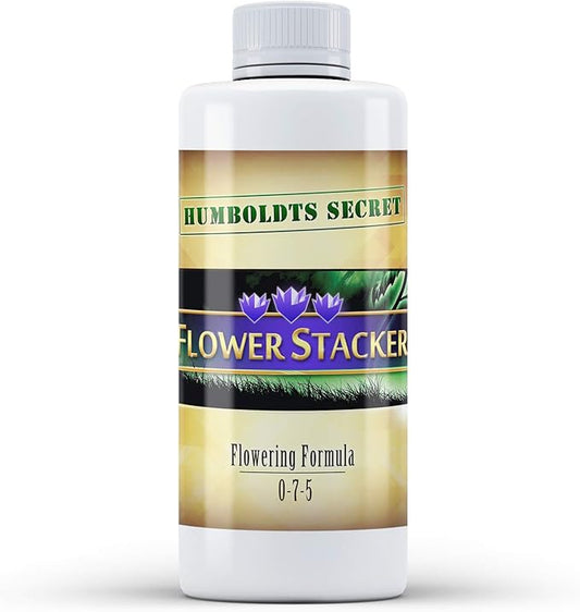 Humboldts Secret Flower Stacker | 0-7-5 Bloom Booster with Vitamin B1 | High Phosphorus Potassium Flowering Nutrients | Potting Soil Hydroponics Coco | Indoor & Outdoor Plants | 8 Ounce