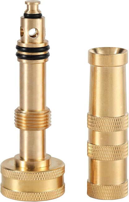 EBH Adjustable Heavy Duty Brass Garden Hose Nozzle - High Pressure Jet Nozzle, 135° Elbow and Comfort Grip with Hose Shut Off Valve, 3/4” GHT Nozzle for Garden Hoses and Car Washes