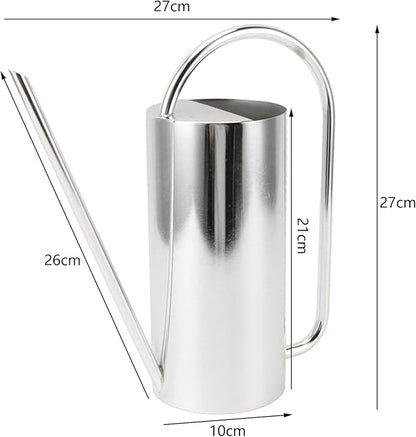 Watering Can, Wide Application Rustproof Long Spout Watering Pot Stainless Steel for Garden (Stainless Steel Color)