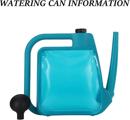 Watering Can 1.6Gal Transparent Plastic with Comfort Grip Handle for Indoor & Outdoor Plants（Blue Green）