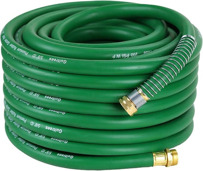 75FT 5/8 Heavy Duty Rubber Garden Hose - 200psi Working, 1000psi Burst - Hot/Cold Water - Five-Layered Braiding for Durability - Versatile for Gardening, Agriculture, Construction(Green)