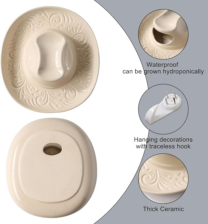 Hanging Wall planters for Indoor Plants, Ceramic Cowboy Wall vases for Flowers, for Bathroom, Living Room, Office, and Home Decor.7.9 x 7.2 x 2.4IN