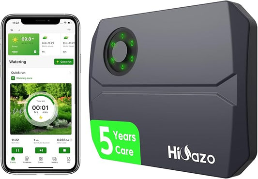 Smart Sprinklers Controller 2.4GHz WiFi, Irrigation Controller Easy Use App Enabled, 4 Zone + 16 Plans, Save Water Auto Skip Rain, Freeze & Wind, 10 Minutes Install (Deep Grey)