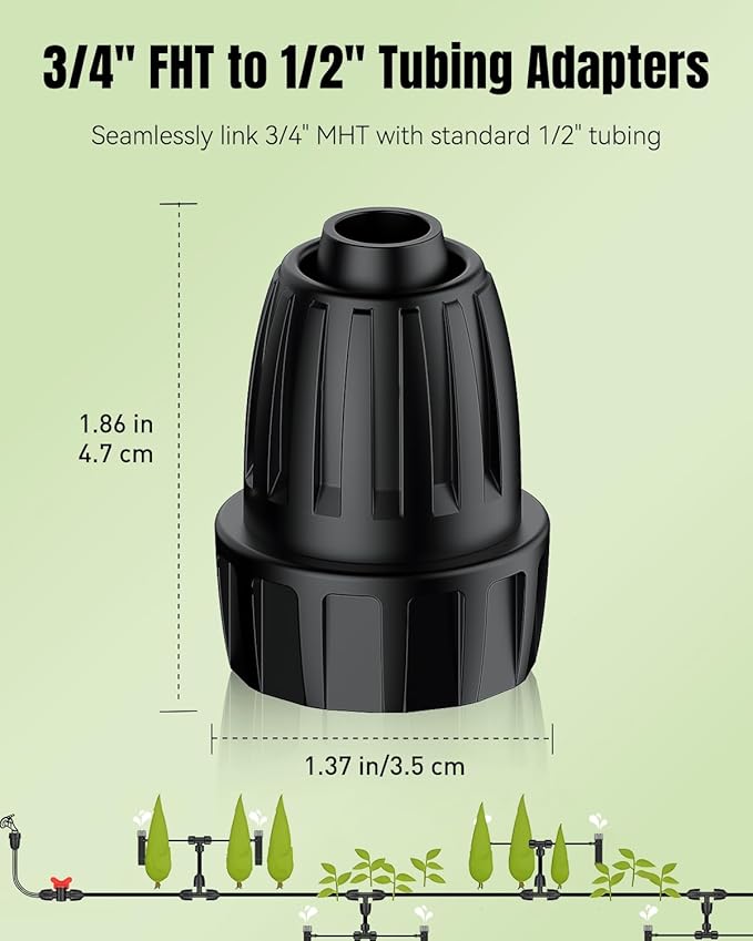 Pawfly 10 Pcs 1/2" to 3/4" Hose Adapter, 1/2 Inch Drip Irrigation Tubing to Faucet/Garden Hose Adapter, 3/4 Inch Garden Faucet Connectors, 3/4" FHT to 1/2" Drip Irrigation Fittings