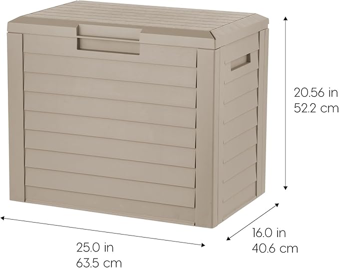 IRIS USA 35-Gallon Outdoor Deck Delivery Storage Box, Lockable & UV-Protected, Weather-Resistant Patio Storage for Cushions, Garden Tools & Packages, Waterproof Resin, Durable & Stylish Design - Beige