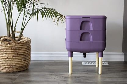FCMP Outdoor - The Essential Living Composter, 2-Tray Worm Vermicomposter Bin (HF-LC4000v2-PUR) Plum
