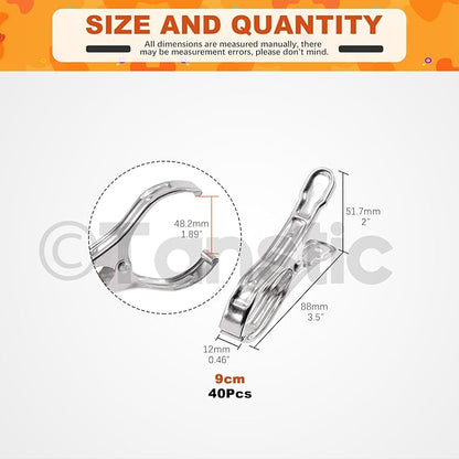 Tanstic 40Pcs 3.5 Inch Stainless Steel Greenhouse Clamps Garden Clips Greenhouse Clips Heavy Duty Garden Clips with Strong Grip and Large Open Mouth for Netting Holding