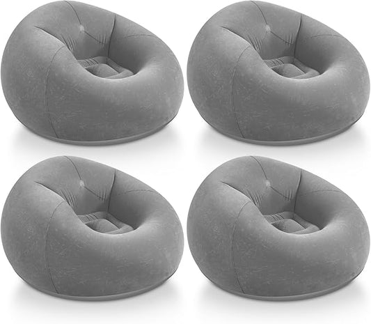 Realspring Inflatable Bean Bag Chairs Outdoor Blow up Camping Chairs Inflatable Lazy Sofa Folding Portable Bean Bag Loungers Couch for Movie Night(Dark Gray,4 Pcs)