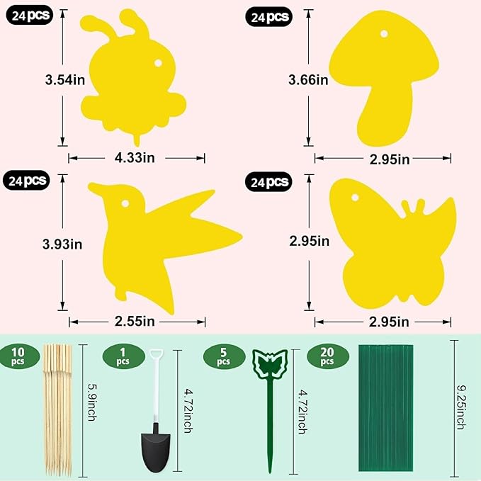 96 Pack Yellow Fungus Gnat Sticky Traps, Gnat Traps for House Indoor Gnats Killer, House Plant Gnats Bugs Sticky Killer Fruit Fly Traps for Indoor