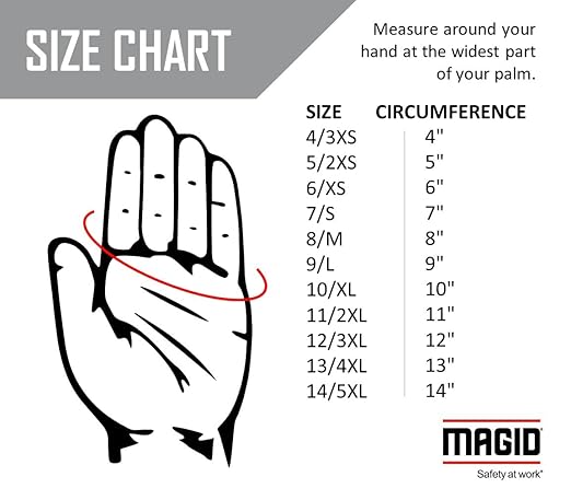 MAGID HandMaster Professional Rose Pruning Gloves, 12 Pairs, Size 8/Medium, BE195T