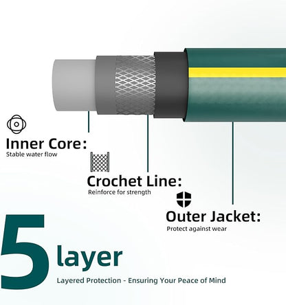 Solution4Patio Short Leader Green Garden Hose 3/4 in. x 12 ft. -Kink Free, Leakproof, Brass Aluminum Male/Female Fittings -Heavy Duty Durable Flexible Lightweight Water Pipe for Household & Commercial