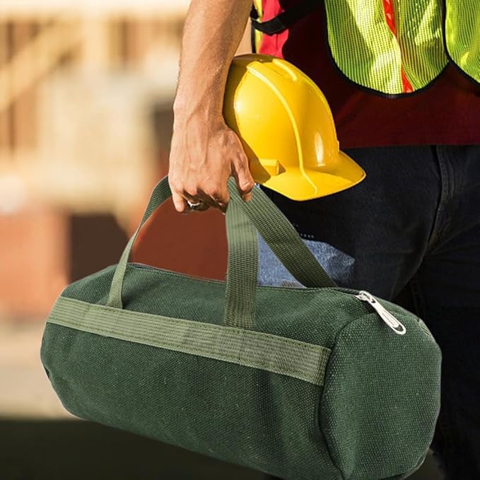 Tool Bag, Portable Multi-Purpose Canvas Tools Organizer, Heavy Duty Storage Handbag Tote Bag with Sturdy Bottom, Wide Mouth Tool Bags for Electricians, Carpenter(COLOR:Round, 45 x 20cm)