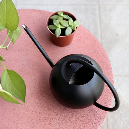 Long Spout Watering Can, 400Ml Stainless Steel Metal Watering Pot for Outdoor and Indoor Plants Decorative Black Colored Watering Can for Gardening Family Gardening