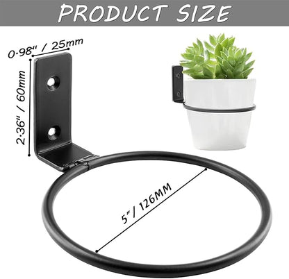 2 Pack 5 inch Flower Pot Holder Ring, Flower Pot Holder Ring Wall Mounted Set Wall Mounted Metal Planter Hanger Matte Black Hanging Plant Holder
