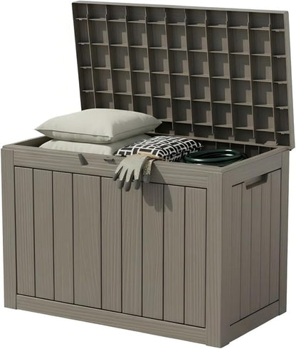 45 Gallon Lockable Deck Box for Indoor & Outdoor Storage, All-Weather Water Resistant Chest for Garage, Holiday Decor, Patio Cushions & Tools