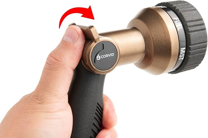 3-Pack Corvid Thumb Control 8-Pattern Garden Hose Nozzle, High-Pressure Adjustable Spray with Ergonomic Soft-Grip Handle and Durable Metal Construction, Ideal for Lawn & Garden, Car Washing