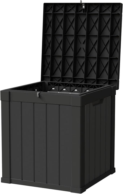 50 Gallon Storage Box, Waterproof Deck Box for Indoor & Outdoor Use, Lockable Pool Storage Bin for Package Delivery, Outdoor Bench for Patio Cushions, Garden Tools, Backyard, Black